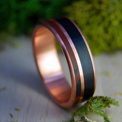 COPPER MOOD | Men's Copper, Onyx and Jasper Wedding Ring - Minter and Richter Designs