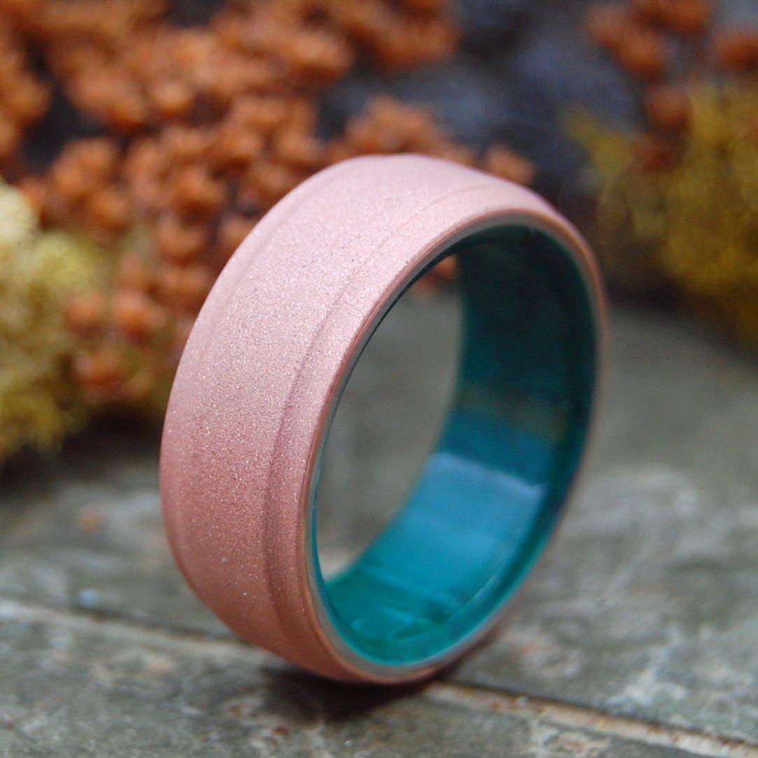 Copper Moxie Sandblasted | Men's Copper, Jade & Titanium Wedding Ring - Minter and Richter Designs