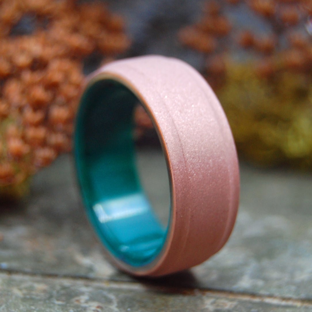 Copper Moxie Sandblasted | Men's Copper, Jade & Titanium Wedding Ring - Minter and Richter Designs