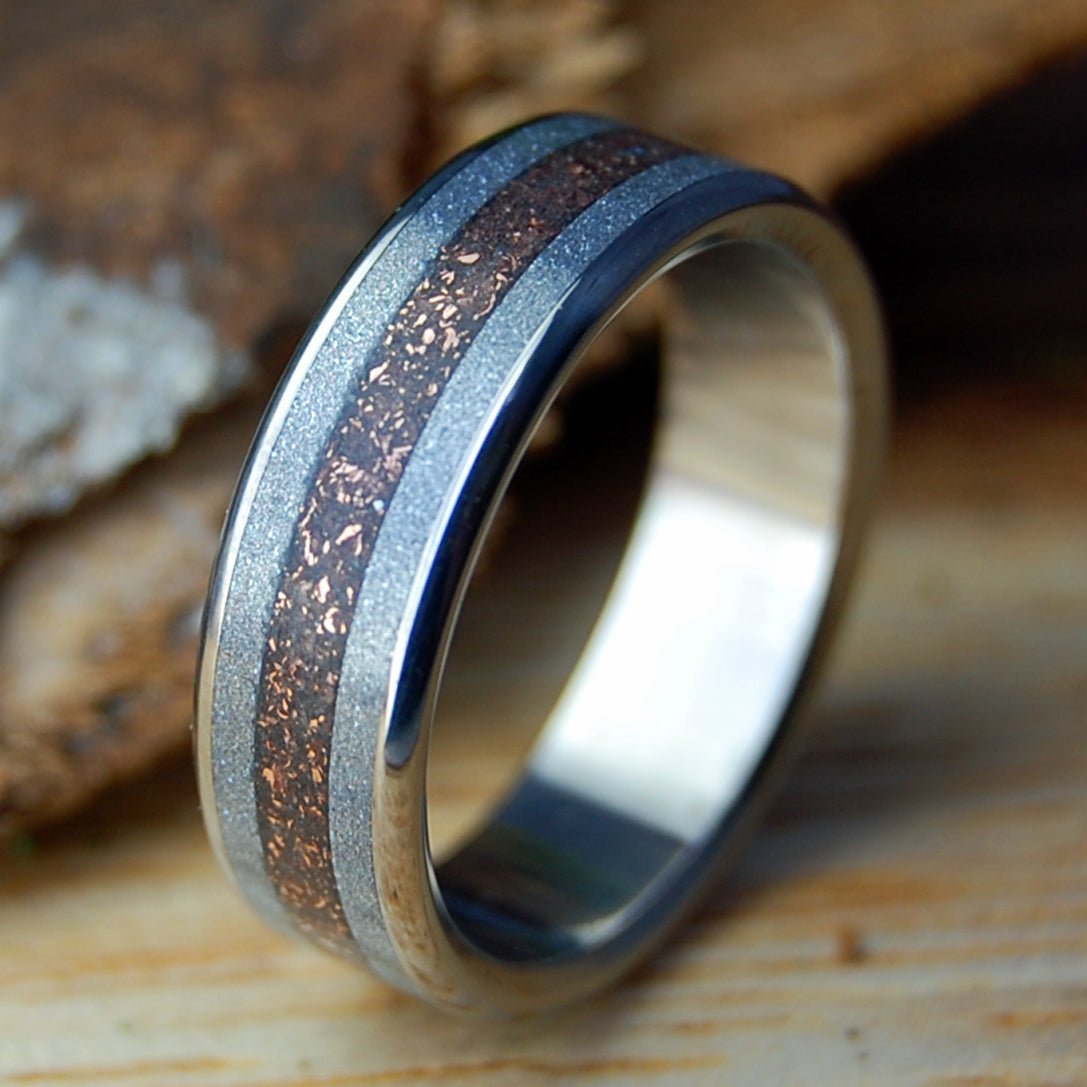 COPPER SILVER STAR | Men's Crushed Copper, Lava & Silver M3 Wedding Ring - Minter and Richter Designs