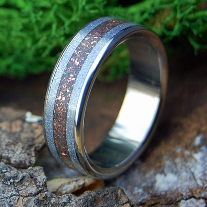COPPER SILVER STAR | Men's Crushed Copper, Lava & Silver M3 Wedding Ring - Minter and Richter Designs