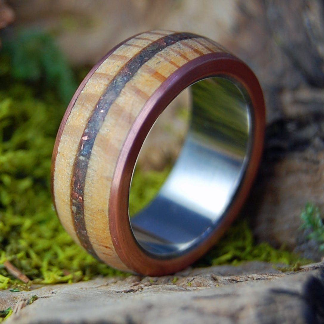 COPPER USS CONSTITUTION WAR OF 1812 | Men's USS Constitution Decking, Boston Sand & Titanium Wedding Ring - Minter and Richter Designs