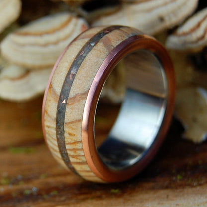 COPPER USS CONSTITUTION WAR OF 1812 | Men's USS Constitution Decking, Boston Sand & Titanium Wedding Ring - Minter and Richter Designs