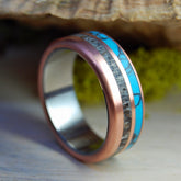 COPPER MOOSE - Copper, Turquoise and Moose Antler - Titanium Wedding Ring - Unique wedding Rings - Minter and Richter Designs