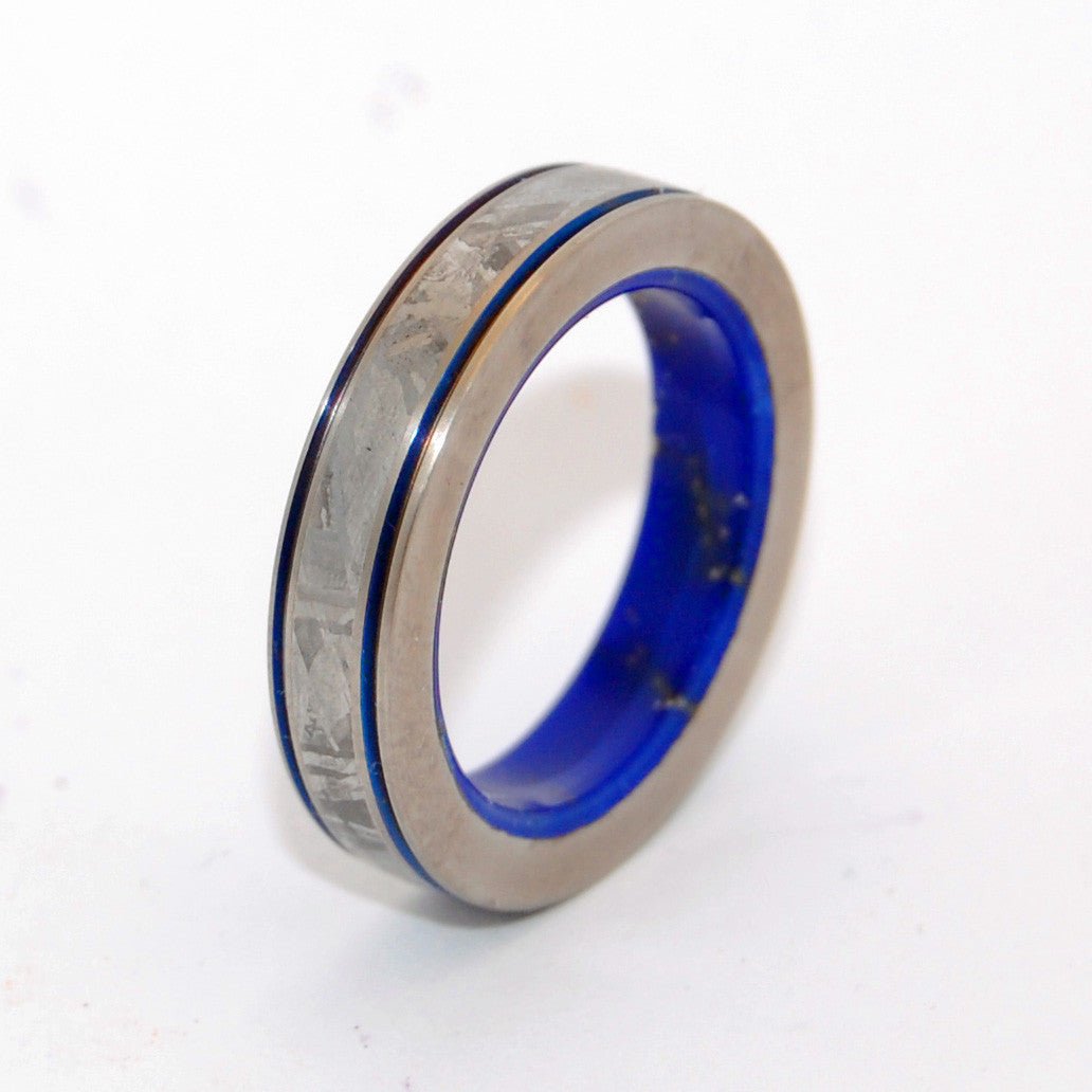 Cosmic Gold | Men's Meteorite, Lapis Lazuli & Titanium Wedding Ring - Minter and Richter Designs