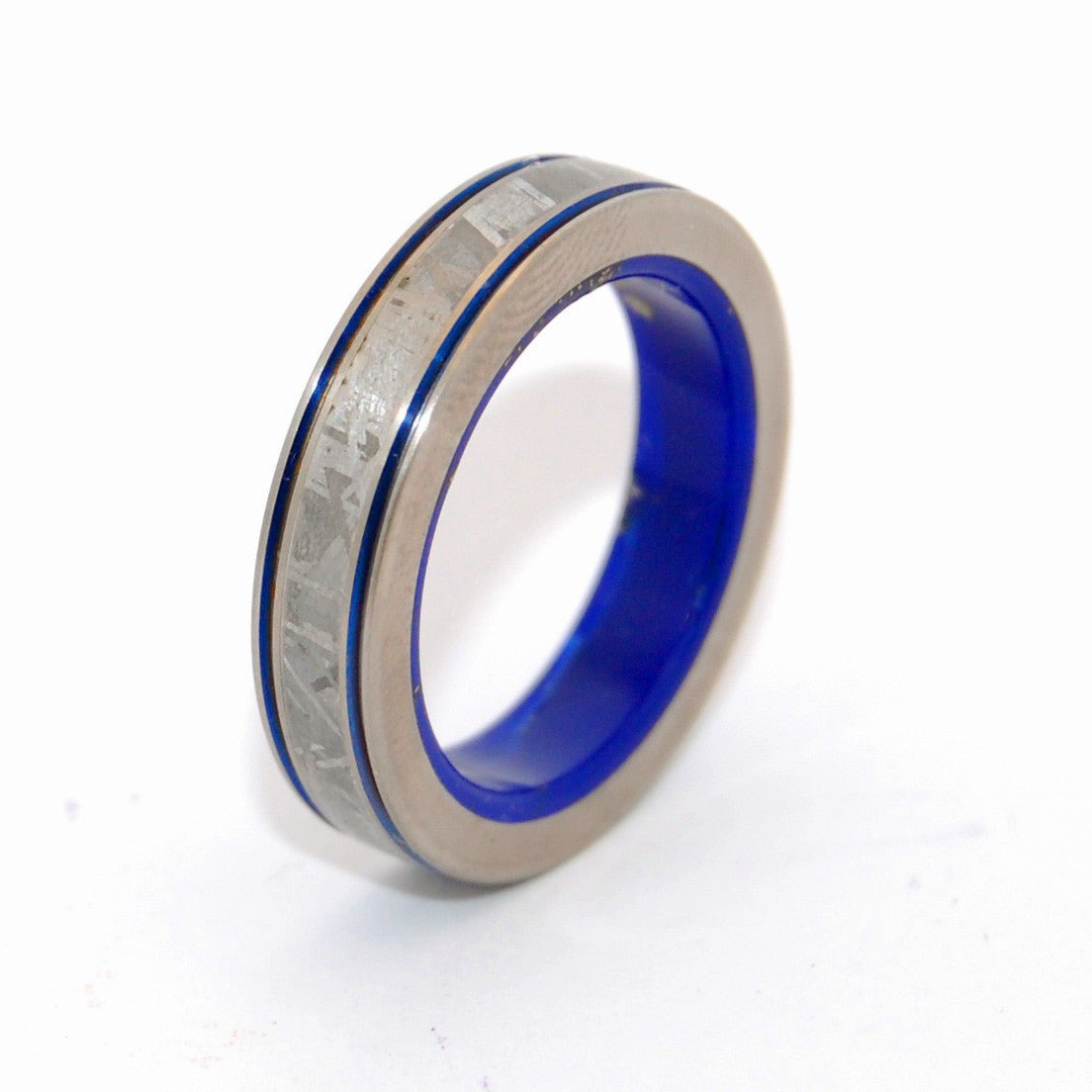 Cosmic Gold | Men's Meteorite, Lapis Lazuli & Titanium Wedding Ring - Minter and Richter Designs