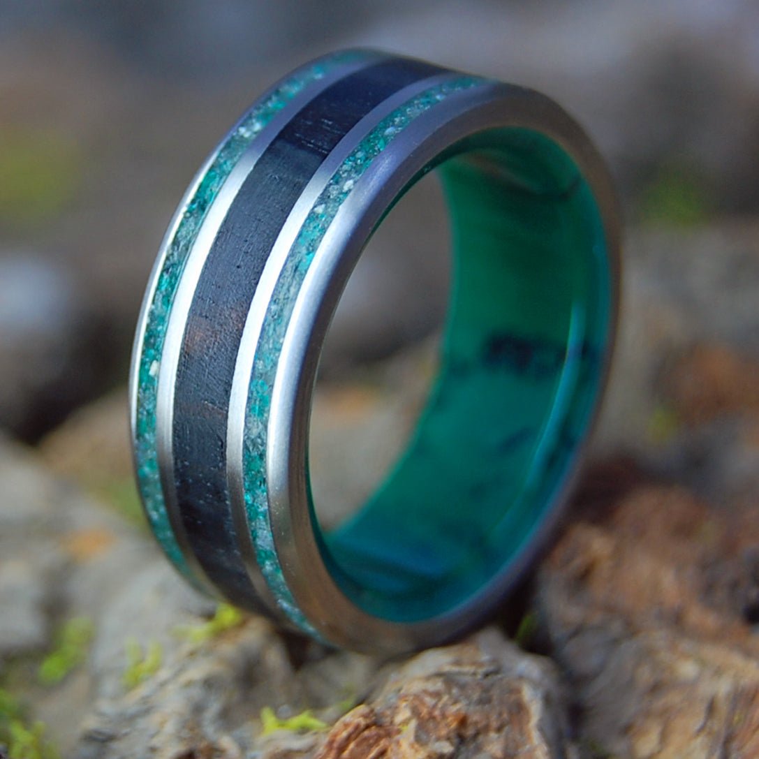 COSTA RICA COCO JADE | Men's Beach Sand & Jade Cocobolo & Titanium Wedding Ring - Minter and Richter Designs