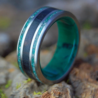 COSTA RICA COCO JADE | Men's Beach Sand & Jade Cocobolo & Titanium Wedding Ring - Minter and Richter Designs