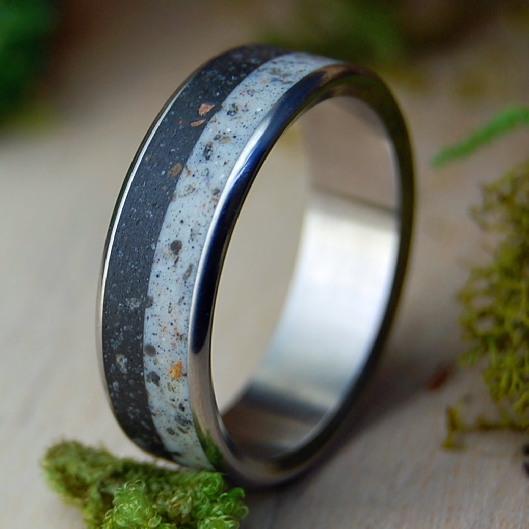 Crowder Oklahoma | Men's Beach Sand, Rocks & Titanium Wedding Ring - Minter and Richter Designs