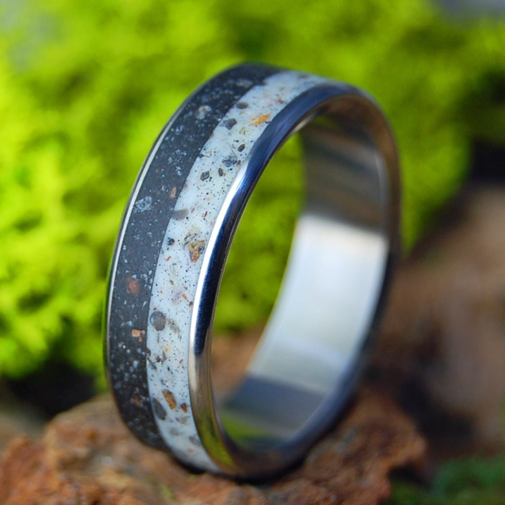 Crowder Oklahoma | Men's Beach Sand, Rocks & Titanium Wedding Ring - Minter and Richter Designs