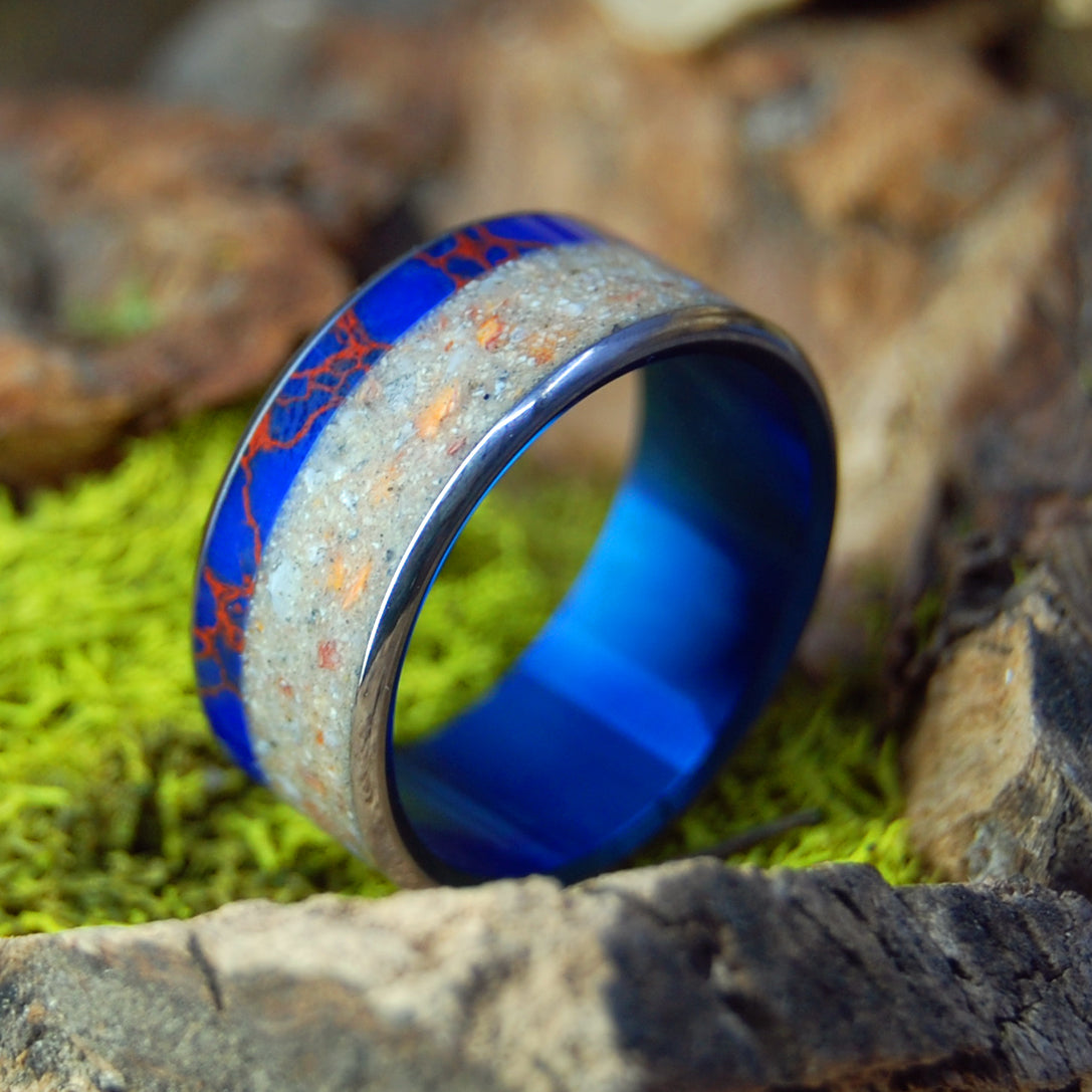 CULEBRITA PUERTO RICO BLUE | Jasper Stone & Beach Sand Wedding Rings - Minter and Richter Designs