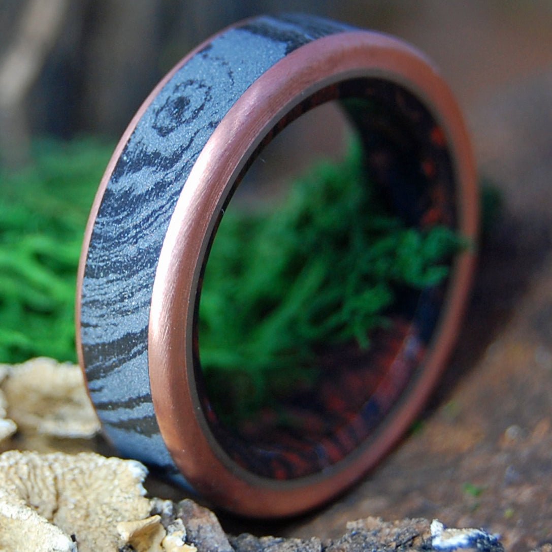 CUPRUM MAXIMUS SLENDER | Men's Copper, Mokume Gane & Titanium Wedding Ring - Minter and Richter Designs