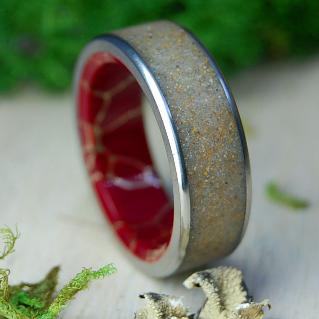 D - Day Landing | Men's Omaha Beach Sand, Normandy France & Titanium Military Memorial Wedding Ring - Minter and Richter Designs