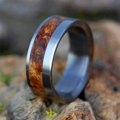 DARK MAPLE TUCK EVERLASTING | Men's Dark Maple Wood & Titanium Wedding Ring - Minter and Richter Designs