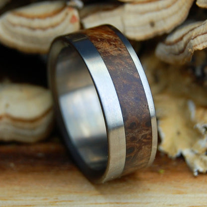 DARK MAPLE TUCK EVERLASTING | Men's Dark Maple Wood & Titanium Wedding Ring - Minter and Richter Designs