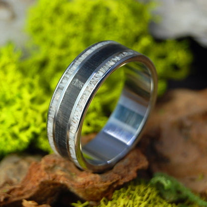 DEER & BISON | Men's Deer Antler, American Bison Horn & Titanium Wedding Ring - Minter and Richter Designs