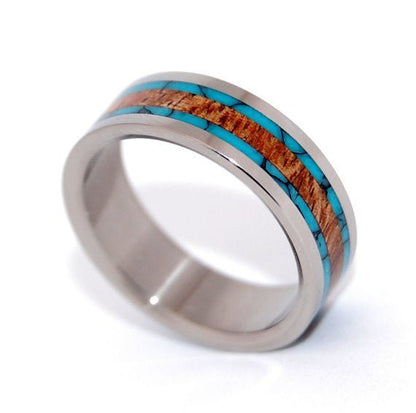 Dock | Men's Turquoise, Koa Wood & Titanium Wedding Ring - Minter and Richter Designs