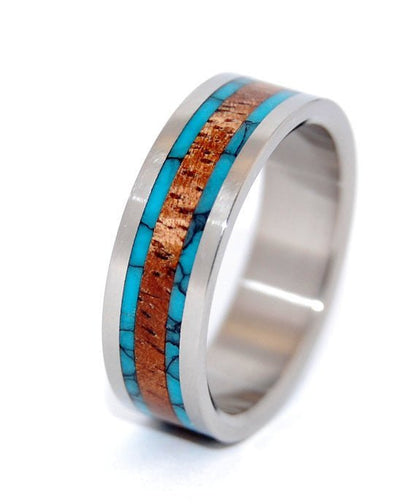 Dock | Men's Turquoise, Koa Wood & Titanium Wedding Ring - Minter and Richter Designs