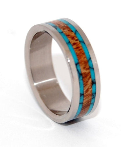 Dock | Men's Turquoise, Koa Wood & Titanium Wedding Ring - Minter and Richter Designs