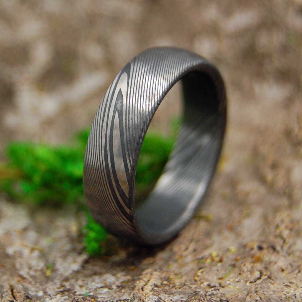 Domed Everest | Men's Damasteel Damascus Steel & Titanium Domed Wedding Ring - Minter and Richter Designs