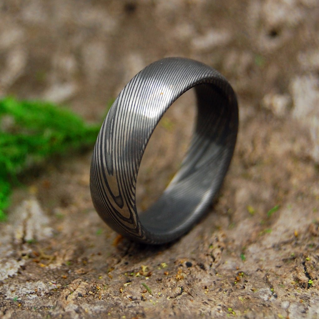 Domed Everest | Men's Damasteel Damascus Steel & Titanium Domed Wedding Ring - Minter and Richter Designs
