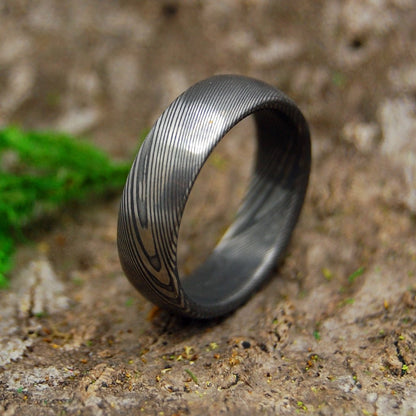 Domed Everest | Men's Damasteel Damascus Steel & Titanium Domed Wedding Ring - Minter and Richter Designs