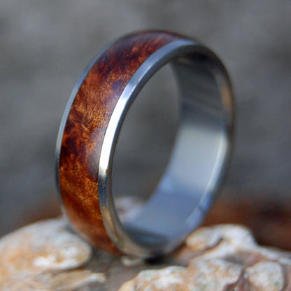 DOMED MAINE BURLY MAPLE | Men's Maine Maple & Titanium Domed Wedding Ring - Minter and Richter Designs