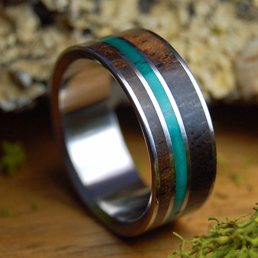 DOUBLE KOA JADE | Men's Koa Wood, Jade & Titanium Wedding Ring - Minter and Richter Designs