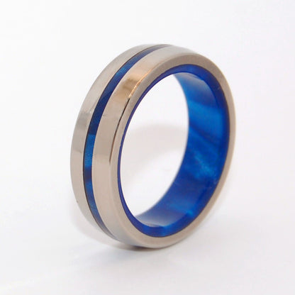 Doubly Inspired By Blue | Men's Blue Marbled Opalescent Resin & Titanium Wedding Ring - Minter and Richter Designs