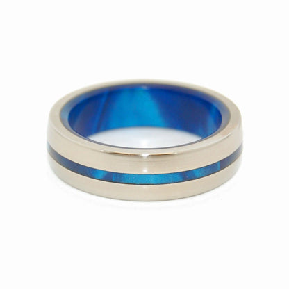 Doubly Inspired By Blue | Men's Blue Marbled Opalescent Resin & Titanium Wedding Ring - Minter and Richter Designs