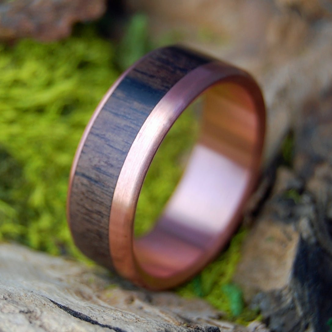 EBONY COPPER KING | Men's Copper, Satin & African Ebony Wood Titanium Wedding Ring - Minter and Richter Designs