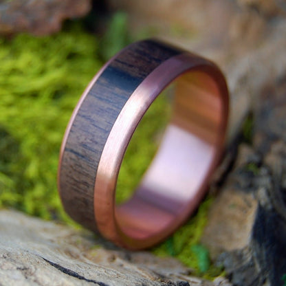 EBONY COPPER KING | Men's Copper, Satin & African Ebony Wood Titanium Wedding Ring - Minter and Richter Designs
