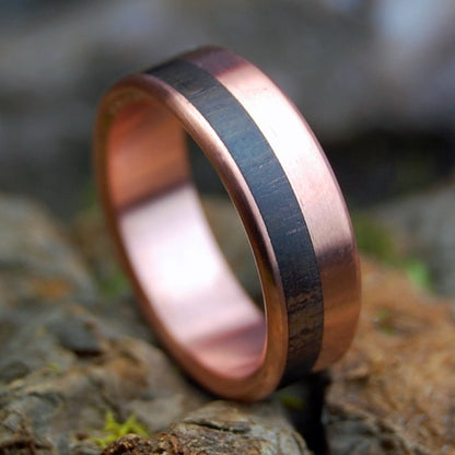 EBONY COPPER QUEEN| Women's Copper, Satin & African Ebony Wood Titanium Wedding Ring - Minter and Richter Designs