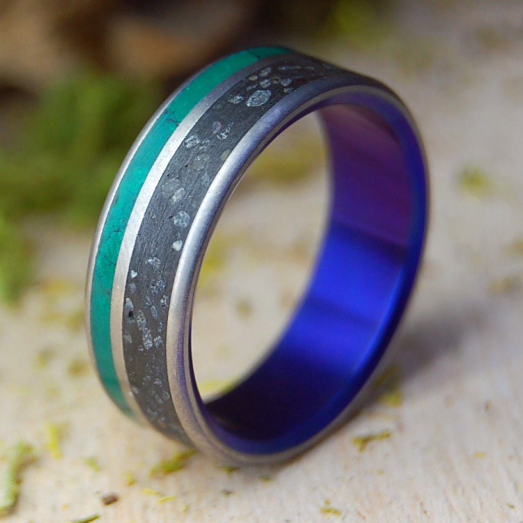 ELDHRAUN LAVA FIELD | Icelandic Lava & Jade Titanium Wedding Ring - Minter and Richter Designs