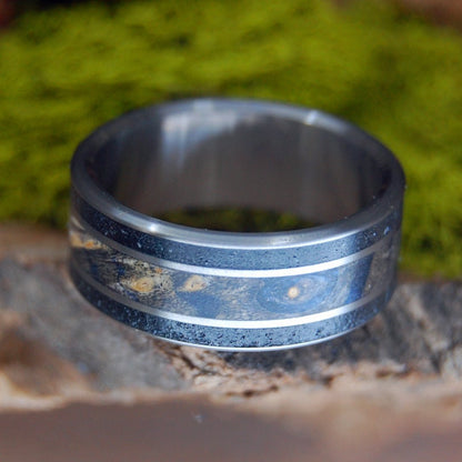 Elves Of Iceland | Men's Beach Sand & Titanium Wedding Ring - Minter and Richter Designs