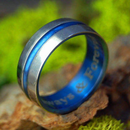 Engraved Domed Blue Signature | Size 11.5 At 8mm | Titanium Wedding Ring | On Sale - Minter and Richter Designs