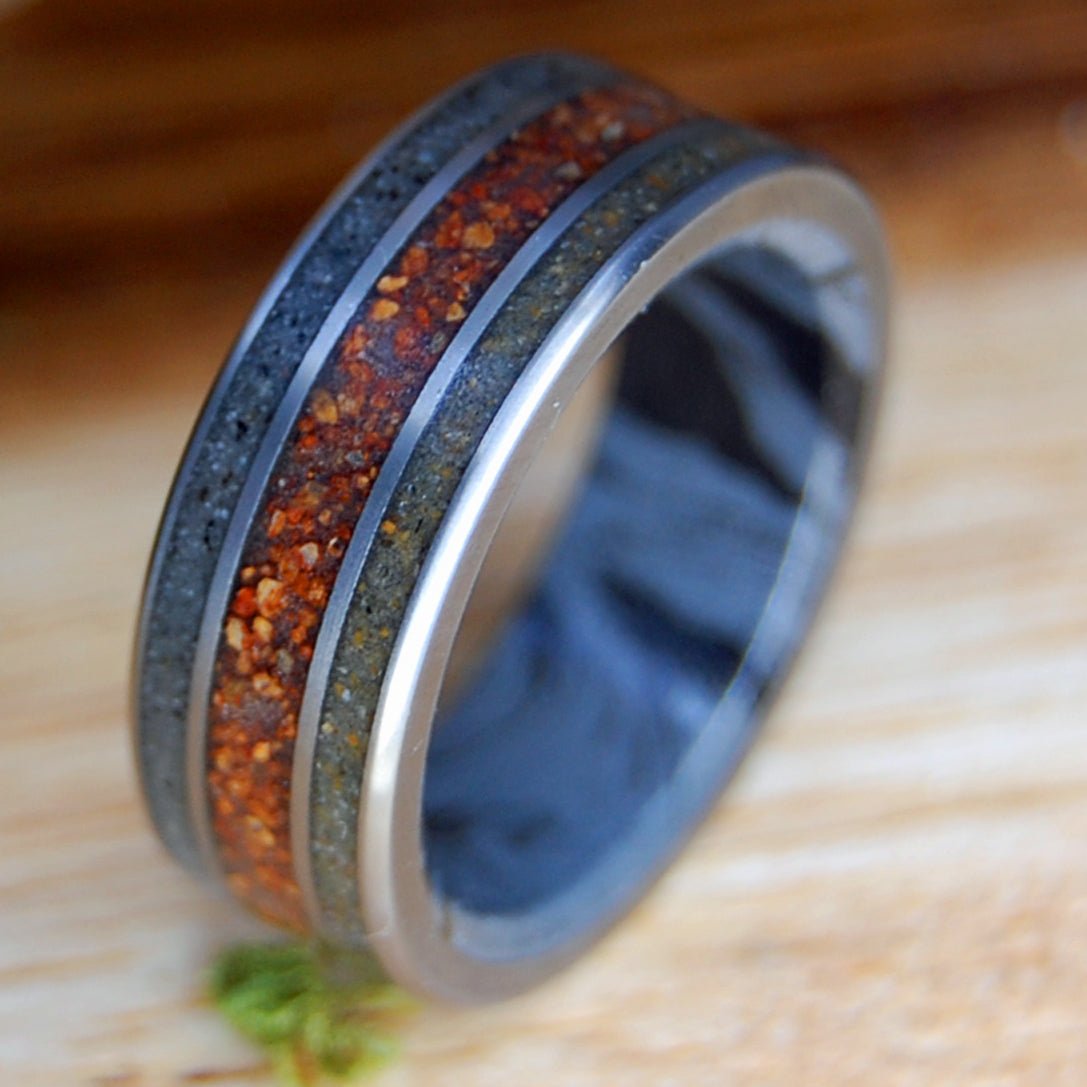 EVEN EMPERORS LOVE BASEBALL | Men's Fenway Pitcher Mound Dirt, Sperlonga Italy, Pattaya Thailand, M3 & Titanium Wedding Ring - Minter and Richter Designs