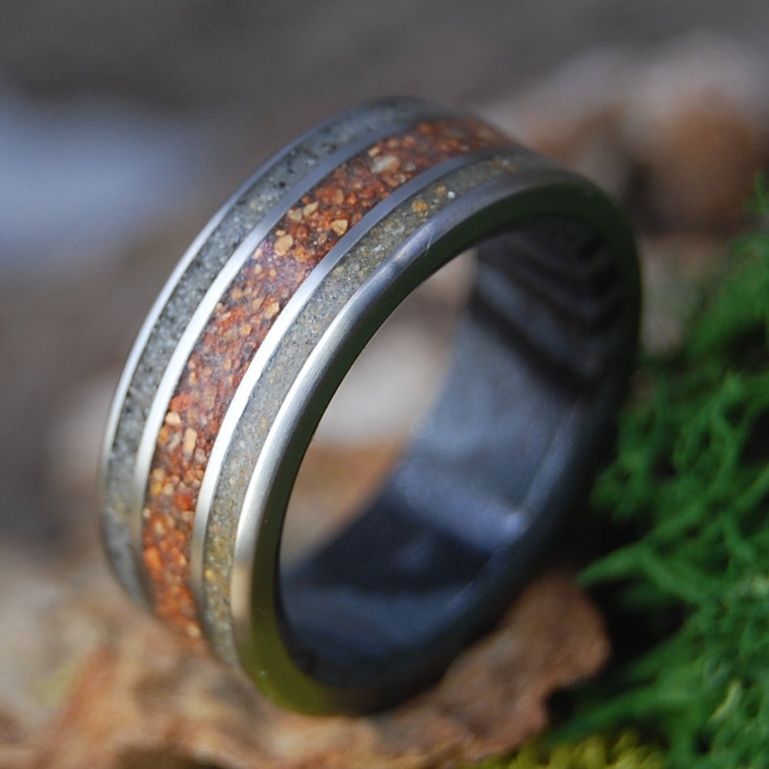 EVEN EMPERORS LOVE BASEBALL | Men's Fenway Pitcher Mound Dirt, Sperlonga Italy, Pattaya Thailand, M3 & Titanium Wedding Ring - Minter and Richter Designs