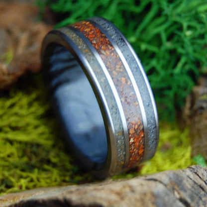 EVEN EMPERORS LOVE BASEBALL | Men's Fenway Pitcher Mound Dirt, Sperlonga Italy, Pattaya Thailand, M3 & Titanium Wedding Ring - Minter and Richter Designs