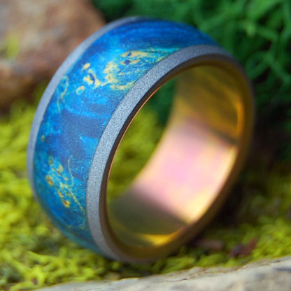 EVERY DROP OF BLUE | Men's and Women's Box Elder Wood & Titanium Wedding Ring - Minter and Richter Designs