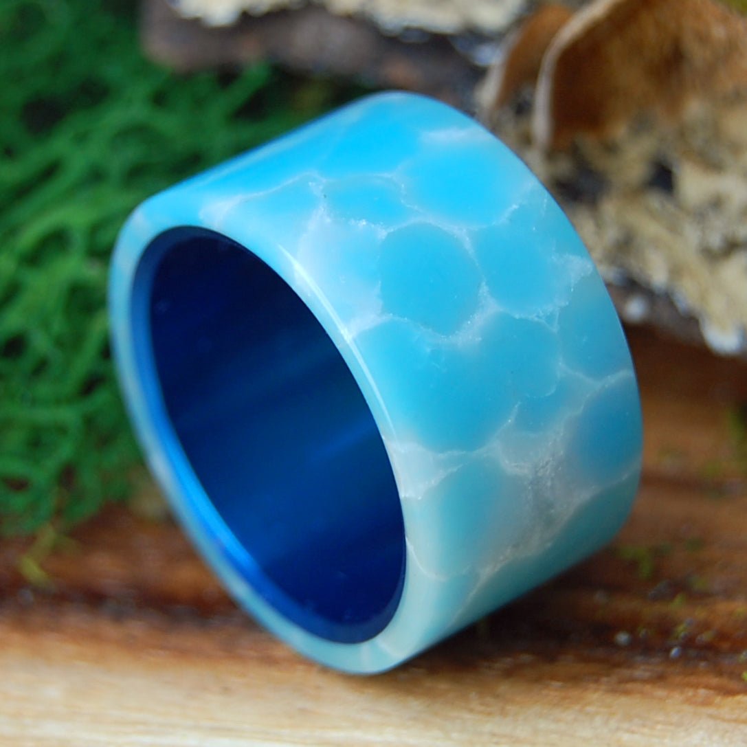 FA LA LARIMAR | Men's Dominican Larimar & Titanium Wedding Ring - Minter and Richter Designs