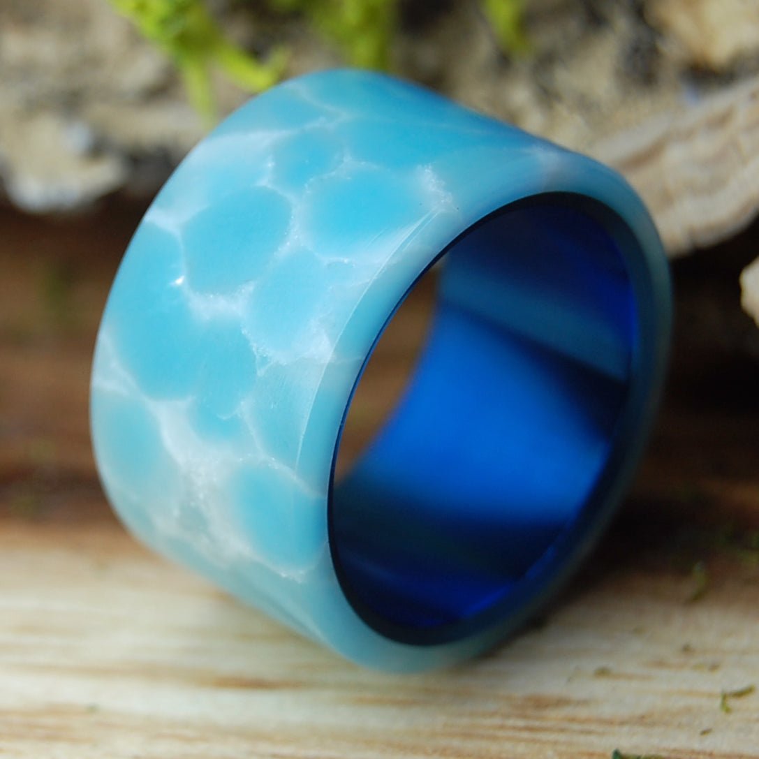 FA LA LARIMAR | Men's Dominican Larimar & Titanium Wedding Ring - Minter and Richter Designs