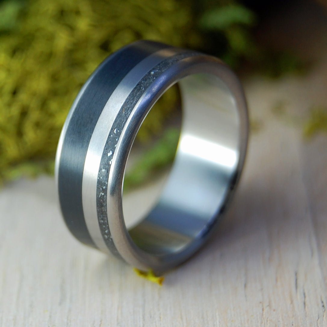 Family Truck | Men's Crushed Truck Parts and Onyx Stone & Titanium Wedding Ring - Minter and Richter Designs