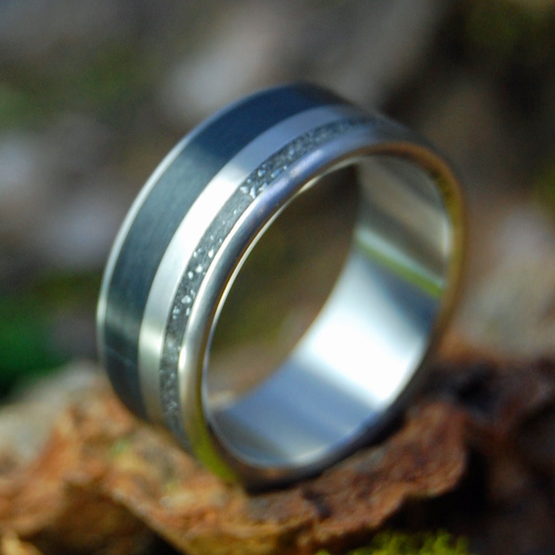 Family Truck | Men's Crushed Truck Parts and Onyx Stone & Titanium Wedding Ring - Minter and Richter Designs