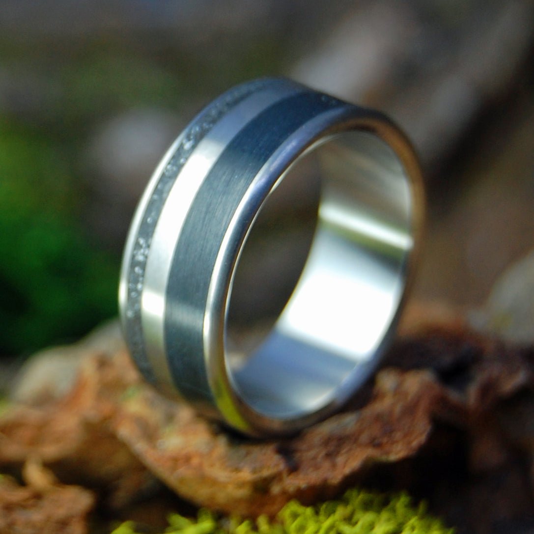 Family Truck | Men's Crushed Truck Parts and Onyx Stone & Titanium Wedding Ring - Minter and Richter Designs