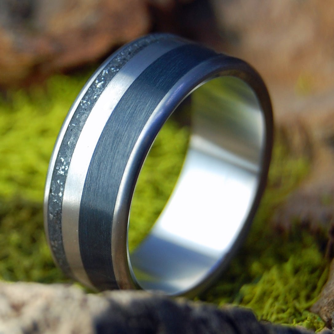 Family Truck | Men's Crushed Truck Parts and Onyx Stone & Titanium Wedding Ring - Minter and Richter Designs