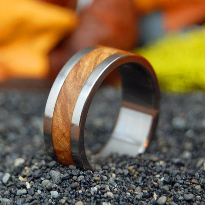 Fan The Flame | Size 9 At 7.55mm | Box Elder Wood | Unique Wedding Band | On Sale - Minter and Richter Designs