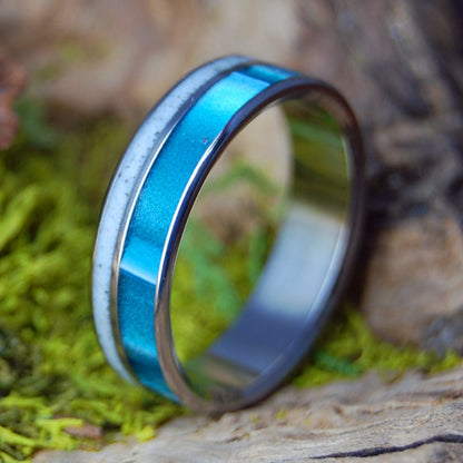 Fantastic Nantasket | Men's Beach Sand/Rocks, Aquatic Resin & Titanium Wedding Ring - Minter and Richter Designs