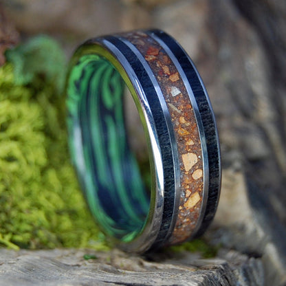 FENWAY TO FALMOUTH | Men's Baseball Dirt, Fenway Original Brick, Scottish Bog Oak, M3 & Titanium Wedding Ring - Minter and Richter Designs