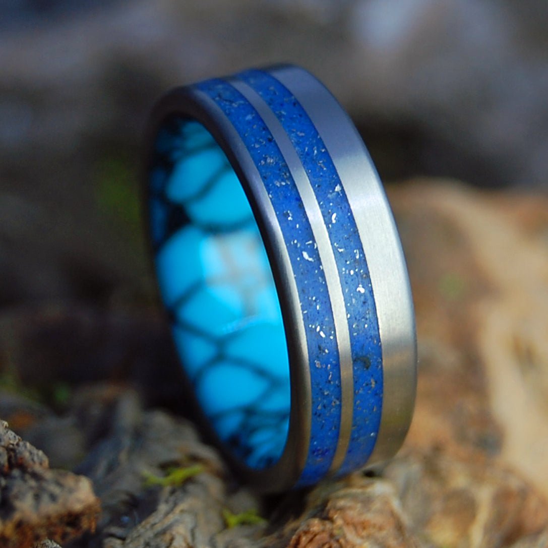 FLY YOUR SKIES | Men's Crushed Cessna Plane Parts, Hawaiian Sand | Titanium Wedding Ring - Minter and Richter Designs